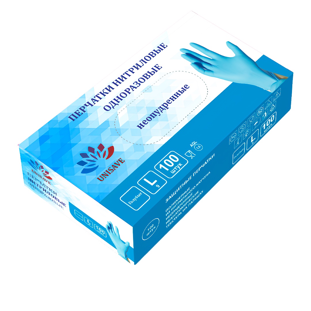 Перчатки нитриловые, цвет голубой (S)