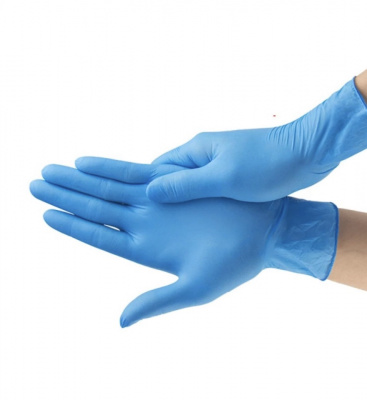 Перчатки нитриловые, цвет голубой